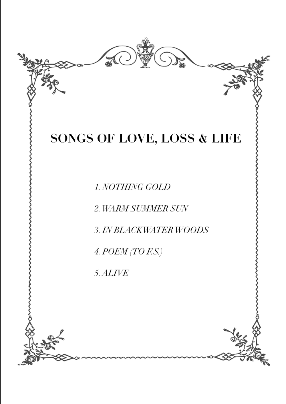 5 Songs of Love, Life, and Loss